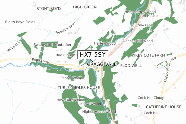 HX7 5SY map - small scale - OS Open Zoomstack (Ordnance Survey)