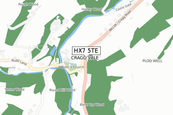 HX7 5TE map - large scale - OS Open Zoomstack (Ordnance Survey)