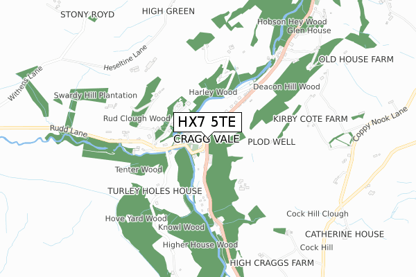 HX7 5TE map - small scale - OS Open Zoomstack (Ordnance Survey)