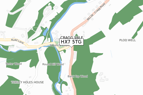 HX7 5TG map - large scale - OS Open Zoomstack (Ordnance Survey)