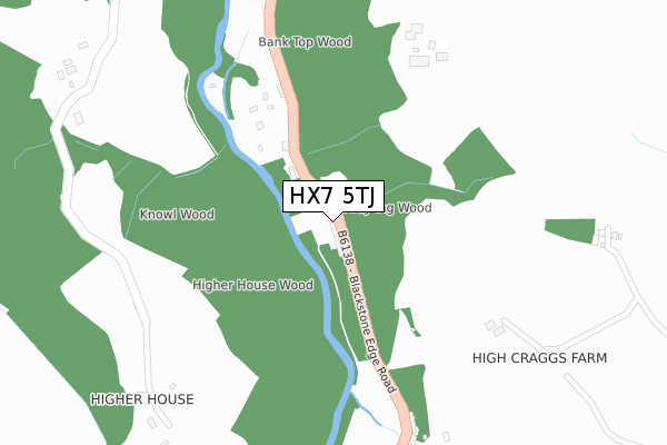 HX7 5TJ map - large scale - OS Open Zoomstack (Ordnance Survey)