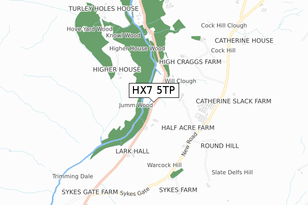 HX7 5TP map - small scale - OS Open Zoomstack (Ordnance Survey)