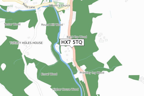 HX7 5TQ map - large scale - OS Open Zoomstack (Ordnance Survey)