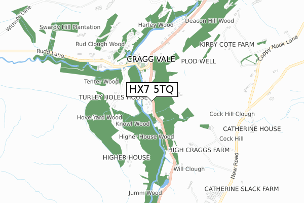 HX7 5TQ map - small scale - OS Open Zoomstack (Ordnance Survey)