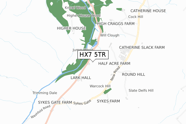 HX7 5TR map - small scale - OS Open Zoomstack (Ordnance Survey)