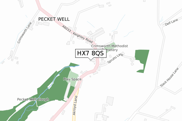 HX7 8QS map - large scale - OS Open Zoomstack (Ordnance Survey)