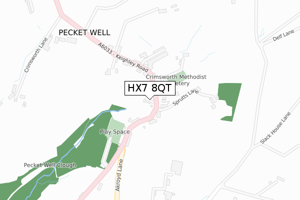 HX7 8QT map - large scale - OS Open Zoomstack (Ordnance Survey)