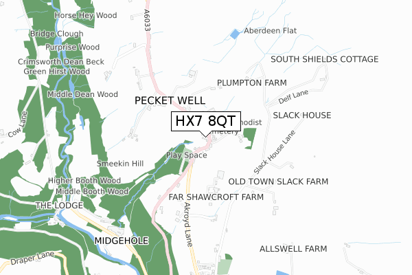 HX7 8QT map - small scale - OS Open Zoomstack (Ordnance Survey)