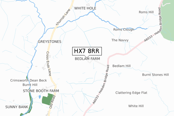 HX7 8RR map - small scale - OS Open Zoomstack (Ordnance Survey)