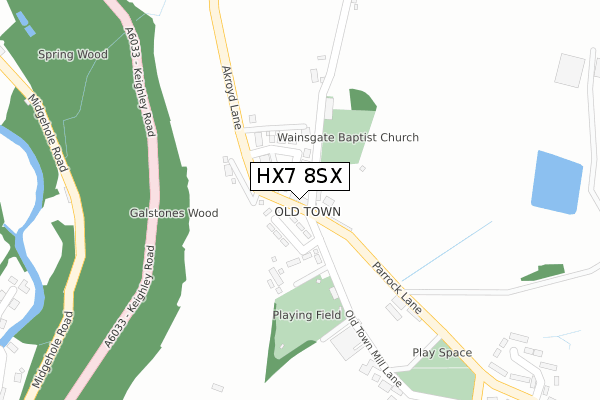 HX7 8SX map - large scale - OS Open Zoomstack (Ordnance Survey)