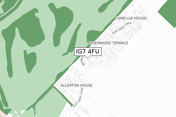 IG7 4FU map - large scale - OS Open Zoomstack (Ordnance Survey)