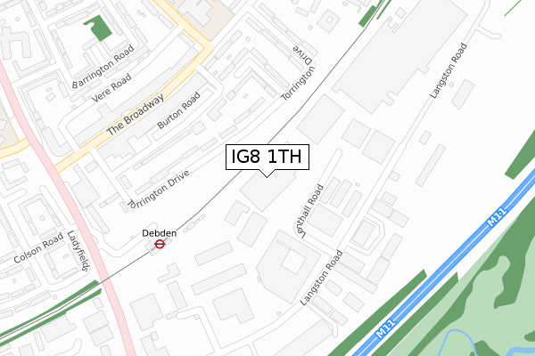 IG8 1TH map - large scale - OS Open Zoomstack (Ordnance Survey)