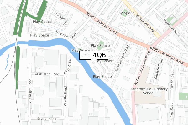 IP1 4QB map - large scale - OS Open Zoomstack (Ordnance Survey)