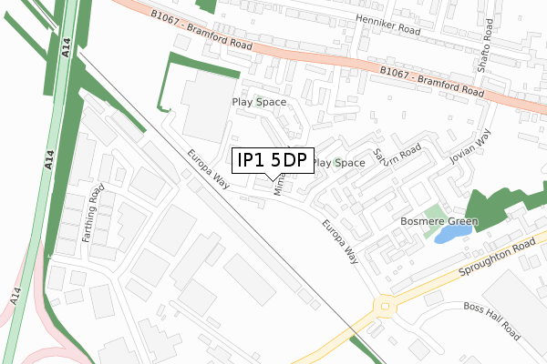 IP1 5DP map - large scale - OS Open Zoomstack (Ordnance Survey)