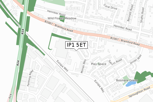 IP1 5ET map - large scale - OS Open Zoomstack (Ordnance Survey)