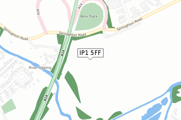 IP1 5FF map - large scale - OS Open Zoomstack (Ordnance Survey)