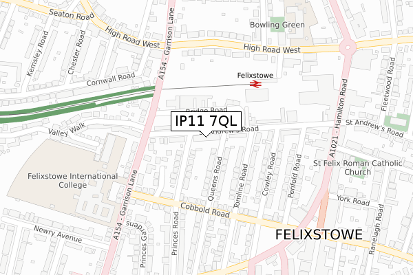 IP11 7QL map - large scale - OS Open Zoomstack (Ordnance Survey)