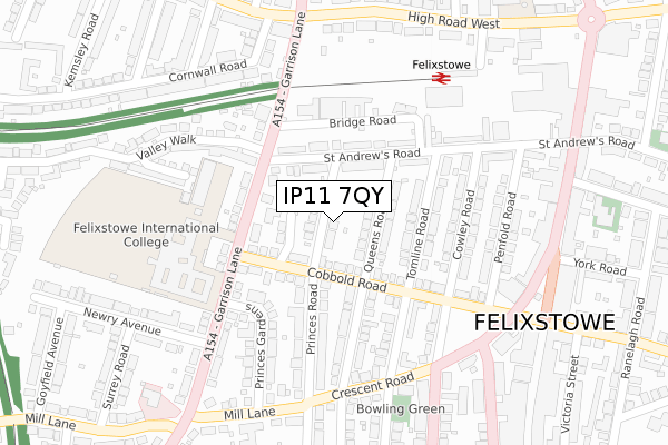 IP11 7QY map - large scale - OS Open Zoomstack (Ordnance Survey)