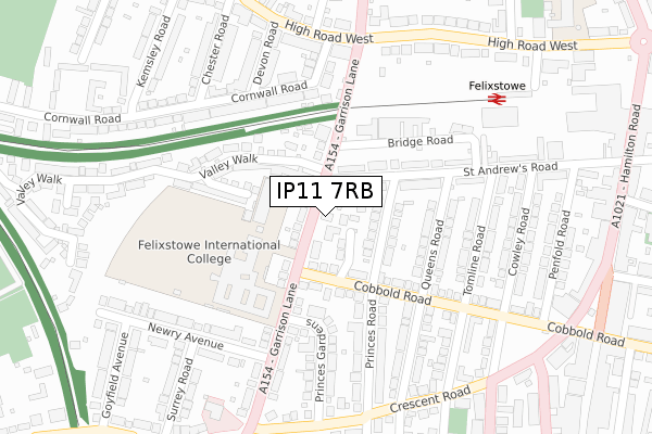 IP11 7RB map - large scale - OS Open Zoomstack (Ordnance Survey)