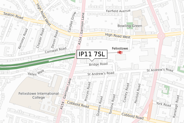 IP11 7SL map - large scale - OS Open Zoomstack (Ordnance Survey)