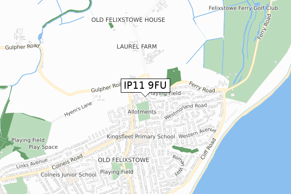 IP11 9FU map - small scale - OS Open Zoomstack (Ordnance Survey)