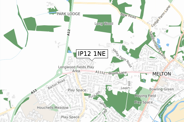 IP12 1NE map - small scale - OS Open Zoomstack (Ordnance Survey)