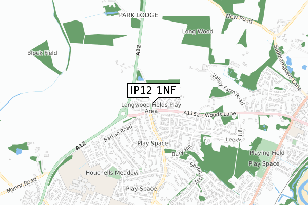 IP12 1NF map - small scale - OS Open Zoomstack (Ordnance Survey)