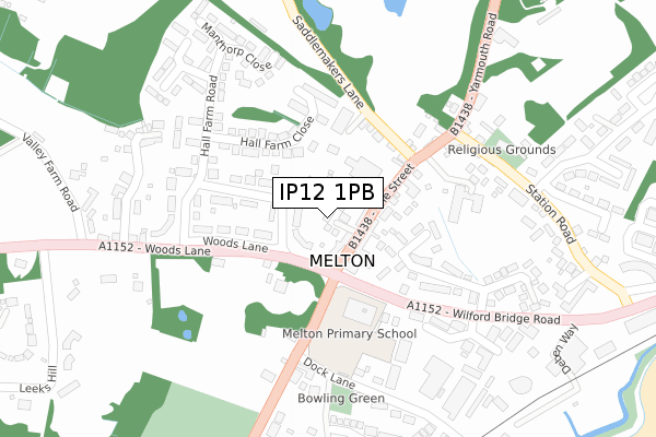 IP12 1PB map - large scale - OS Open Zoomstack (Ordnance Survey)