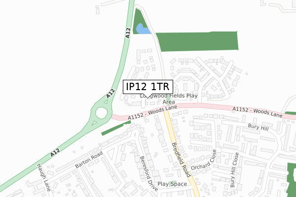 IP12 1TR map - large scale - OS Open Zoomstack (Ordnance Survey)