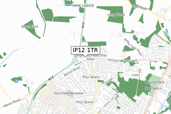 IP12 1TR map - small scale - OS Open Zoomstack (Ordnance Survey)