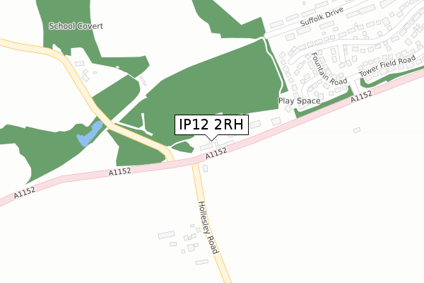 IP12 2RH map - large scale - OS Open Zoomstack (Ordnance Survey)