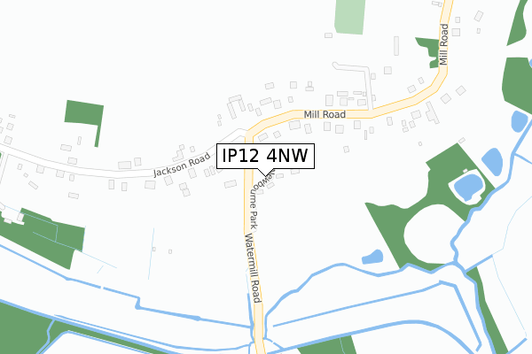 IP12 4NW map - large scale - OS Open Zoomstack (Ordnance Survey)