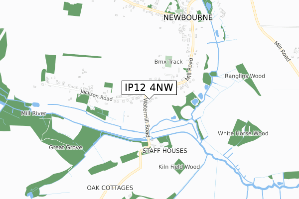 IP12 4NW map - small scale - OS Open Zoomstack (Ordnance Survey)