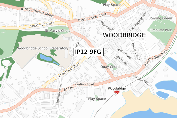 IP12 9FG map - large scale - OS Open Zoomstack (Ordnance Survey)