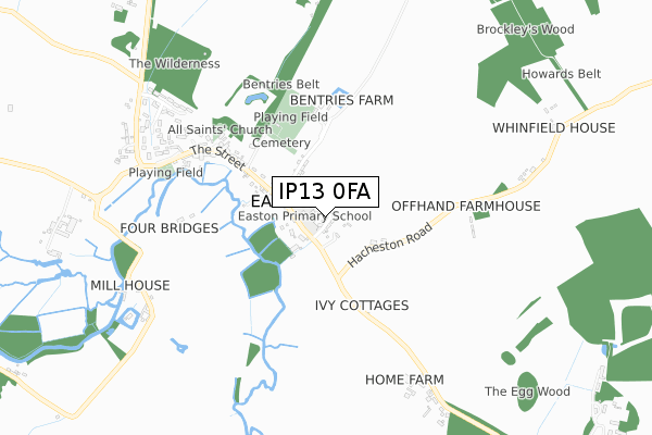 IP13 0FA map - small scale - OS Open Zoomstack (Ordnance Survey)