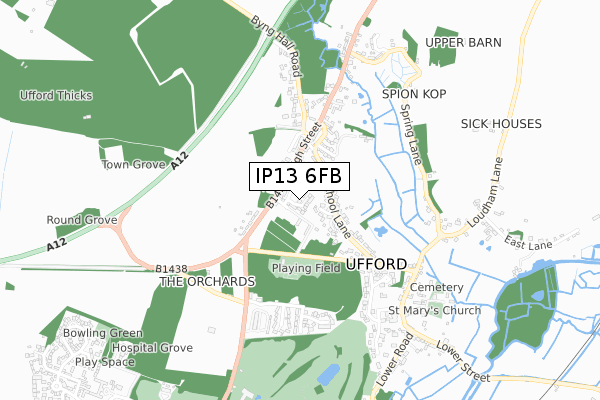 IP13 6FB map - small scale - OS Open Zoomstack (Ordnance Survey)