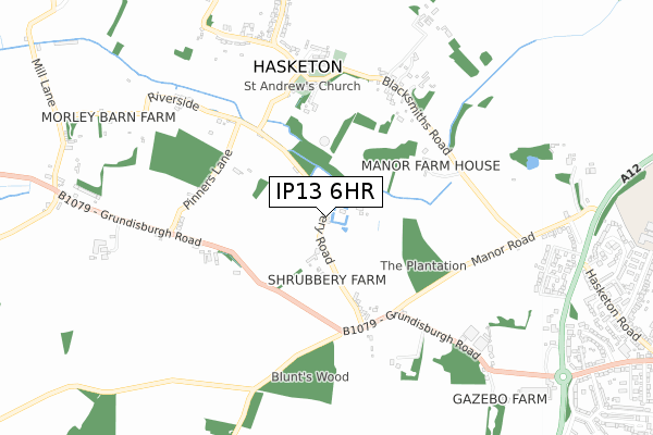 IP13 6HR map - small scale - OS Open Zoomstack (Ordnance Survey)