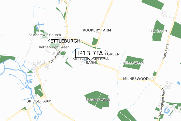 IP13 7FA map - small scale - OS Open Zoomstack (Ordnance Survey)