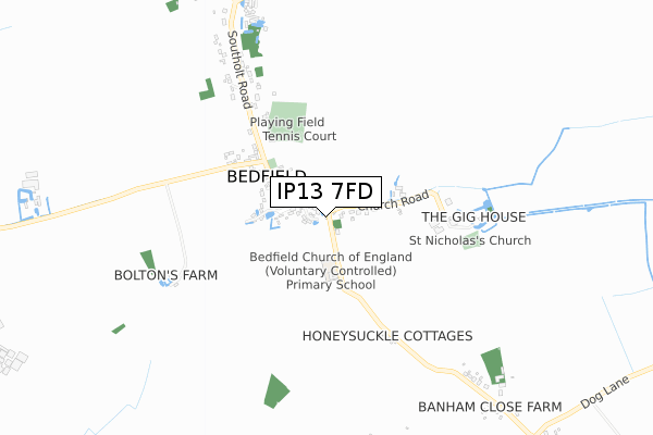 IP13 7FD map - small scale - OS Open Zoomstack (Ordnance Survey)