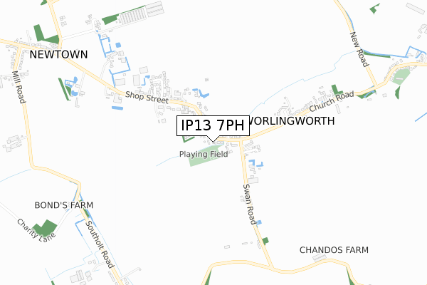 IP13 7PH map - small scale - OS Open Zoomstack (Ordnance Survey)