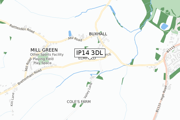 IP14 3DL map - small scale - OS Open Zoomstack (Ordnance Survey)