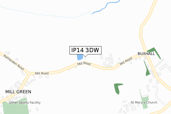 IP14 3DW map - large scale - OS Open Zoomstack (Ordnance Survey)