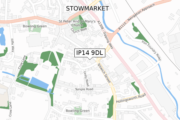 IP14 9DL map - large scale - OS Open Zoomstack (Ordnance Survey)