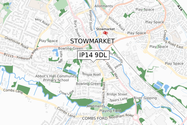 IP14 9DL map - small scale - OS Open Zoomstack (Ordnance Survey)