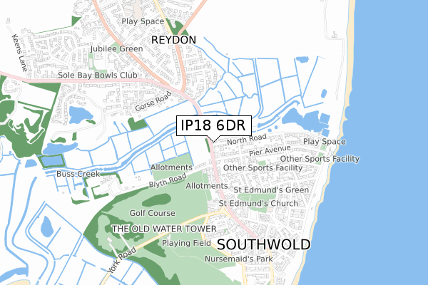 IP18 6DR map - small scale - OS Open Zoomstack (Ordnance Survey)