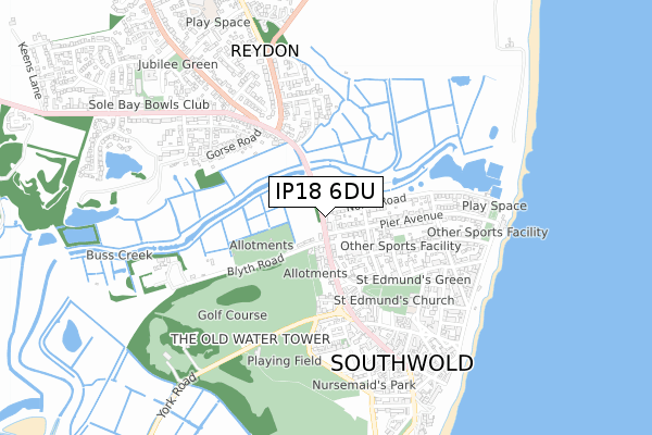 IP18 6DU map - small scale - OS Open Zoomstack (Ordnance Survey)