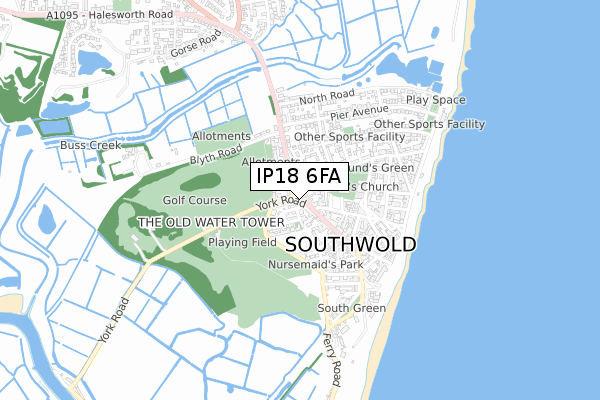 IP18 6FA map - small scale - OS Open Zoomstack (Ordnance Survey)