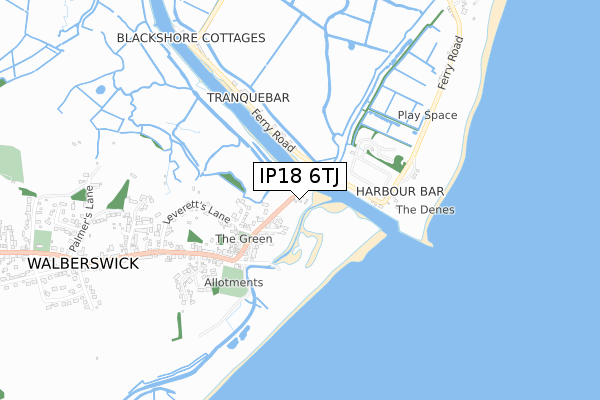 IP18 6TJ map - small scale - OS Open Zoomstack (Ordnance Survey)