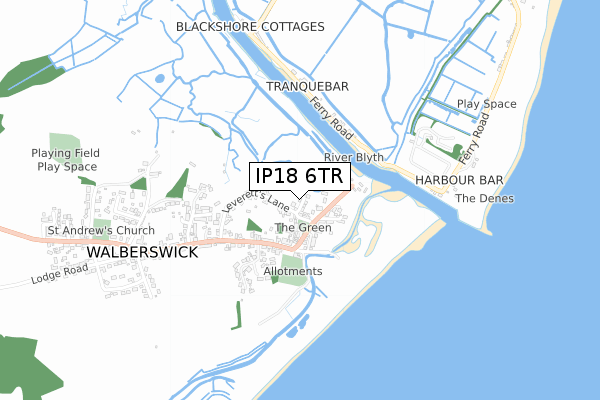 IP18 6TR map - small scale - OS Open Zoomstack (Ordnance Survey)