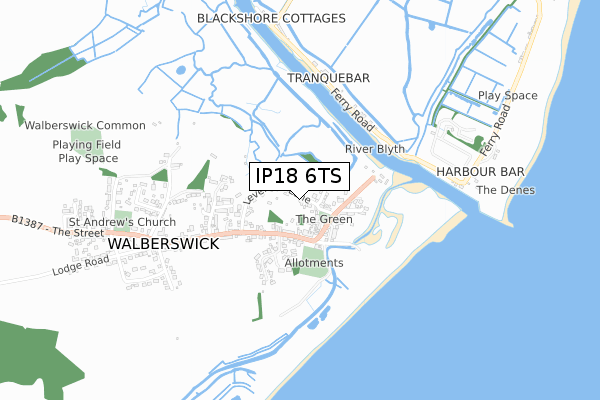 IP18 6TS map - small scale - OS Open Zoomstack (Ordnance Survey)